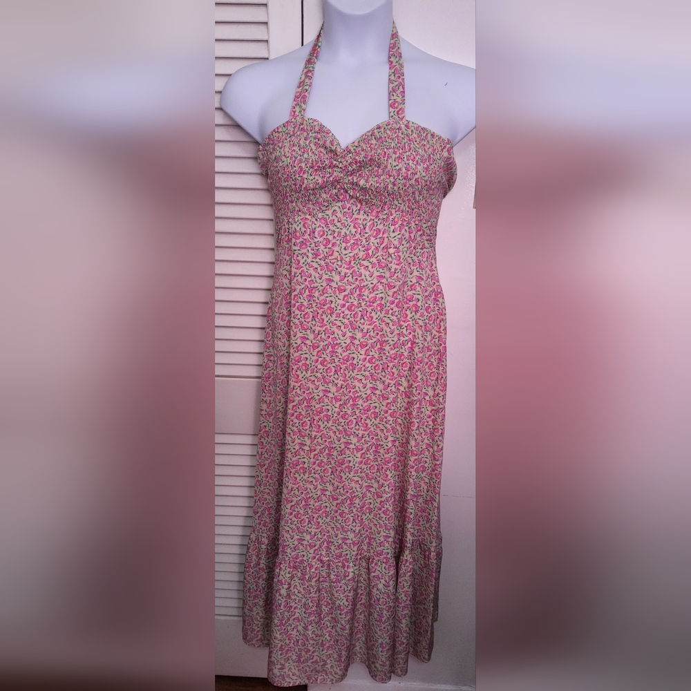 SHEIN Pink and Green Halter Dress